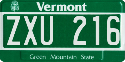 VT license plate ZXU216