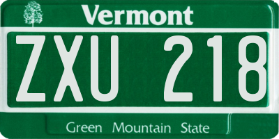 VT license plate ZXU218