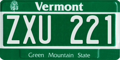 VT license plate ZXU221