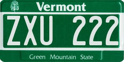 VT license plate ZXU222