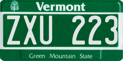 VT license plate ZXU223