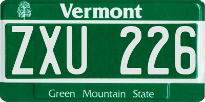 VT license plate ZXU226