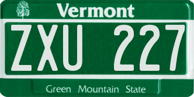 VT license plate ZXU227