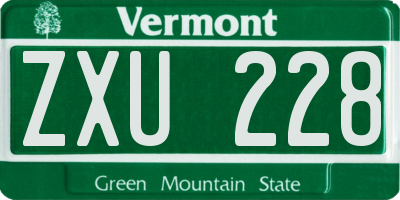 VT license plate ZXU228