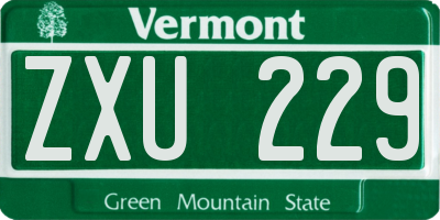 VT license plate ZXU229