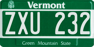 VT license plate ZXU232
