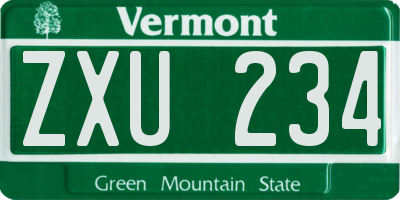 VT license plate ZXU234