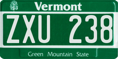 VT license plate ZXU238