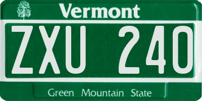 VT license plate ZXU240