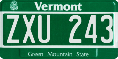 VT license plate ZXU243