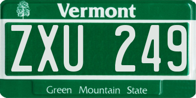 VT license plate ZXU249