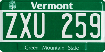 VT license plate ZXU259