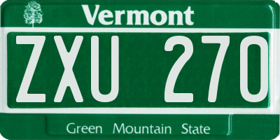 VT license plate ZXU270