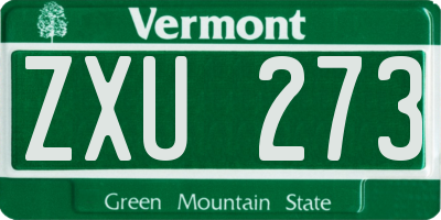 VT license plate ZXU273