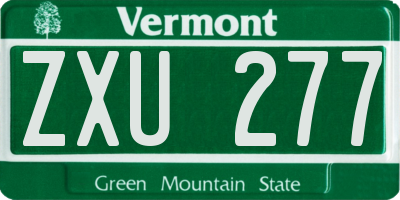 VT license plate ZXU277