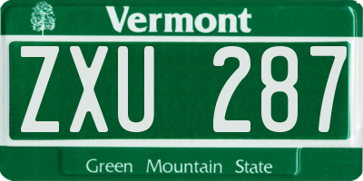 VT license plate ZXU287