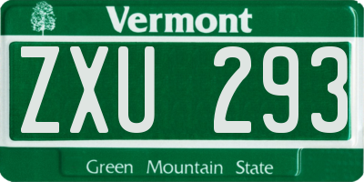 VT license plate ZXU293