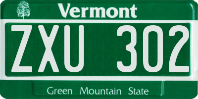 VT license plate ZXU302