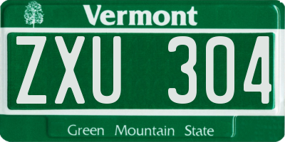 VT license plate ZXU304