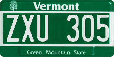 VT license plate ZXU305