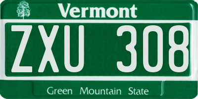 VT license plate ZXU308