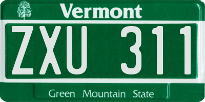 VT license plate ZXU311