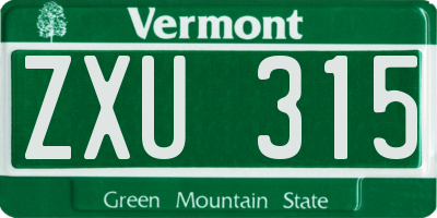 VT license plate ZXU315