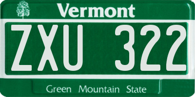 VT license plate ZXU322