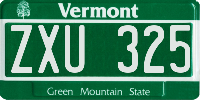 VT license plate ZXU325