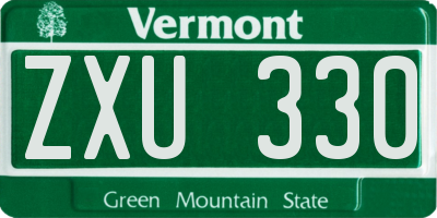 VT license plate ZXU330