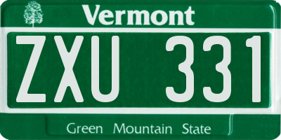 VT license plate ZXU331