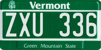 VT license plate ZXU336
