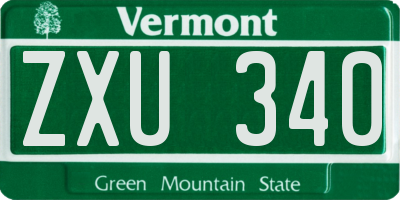VT license plate ZXU340