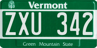 VT license plate ZXU342