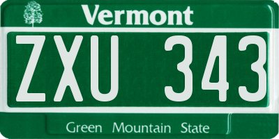 VT license plate ZXU343