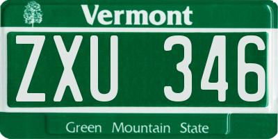 VT license plate ZXU346