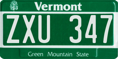 VT license plate ZXU347