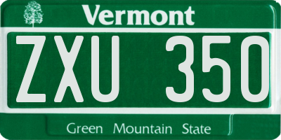 VT license plate ZXU350