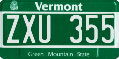 VT license plate ZXU355