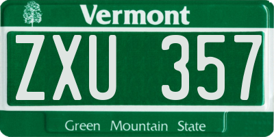 VT license plate ZXU357