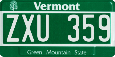 VT license plate ZXU359