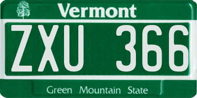 VT license plate ZXU366