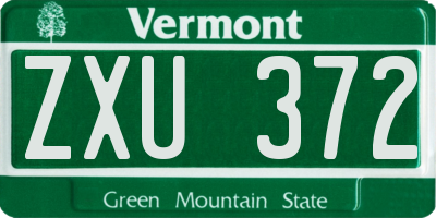 VT license plate ZXU372
