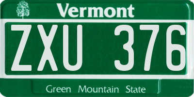 VT license plate ZXU376