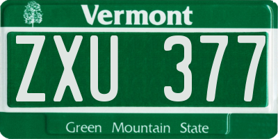 VT license plate ZXU377