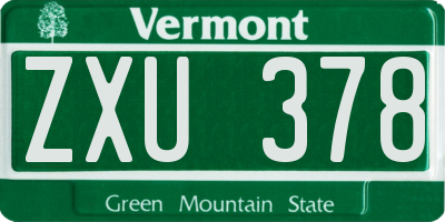 VT license plate ZXU378