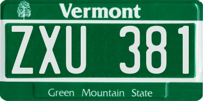 VT license plate ZXU381