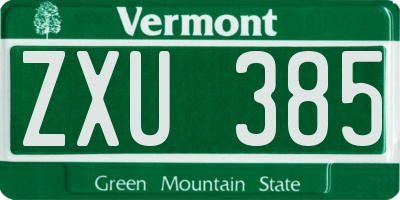 VT license plate ZXU385