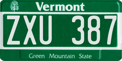 VT license plate ZXU387