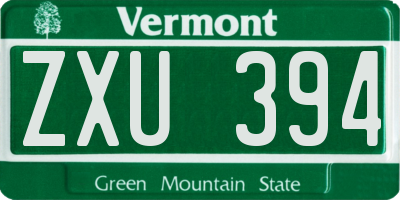 VT license plate ZXU394